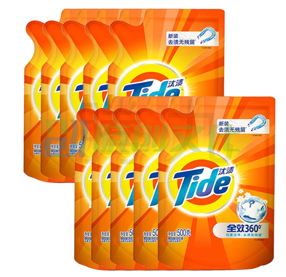 汰渍(Tide)洗衣液袋装500g  24袋/件