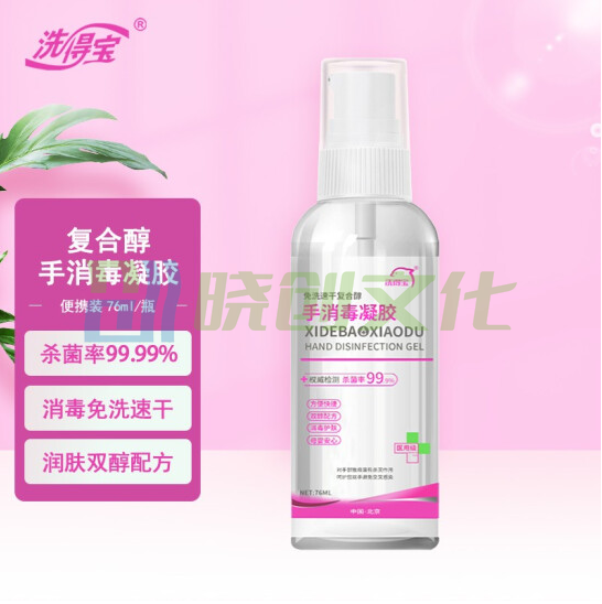 洗得宝  复合醇手消毒凝胶 76ml*2瓶  便携随身装