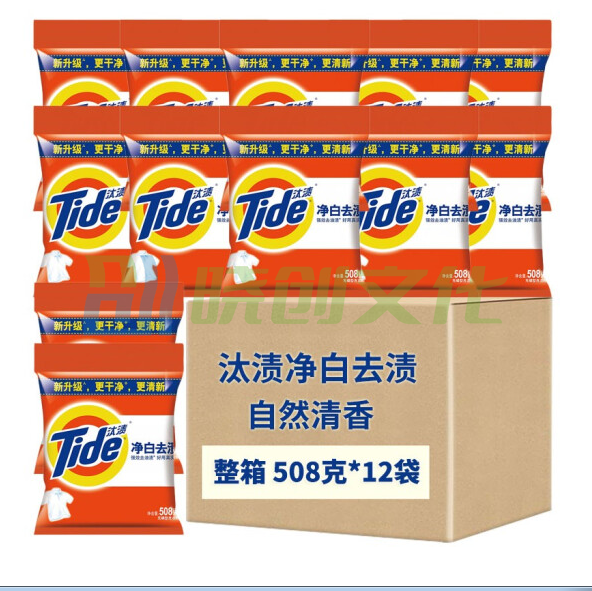 汰渍(Tide)净白去渍洗衣粉508g  12袋整箱